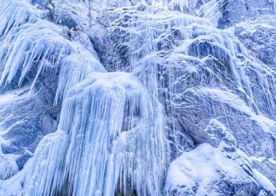 Frozen Waterfall in Lake Abraham, Alberta