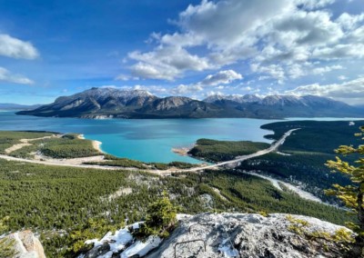 The View from the top of The Fox via ferrata in Lake Abraham Alberta