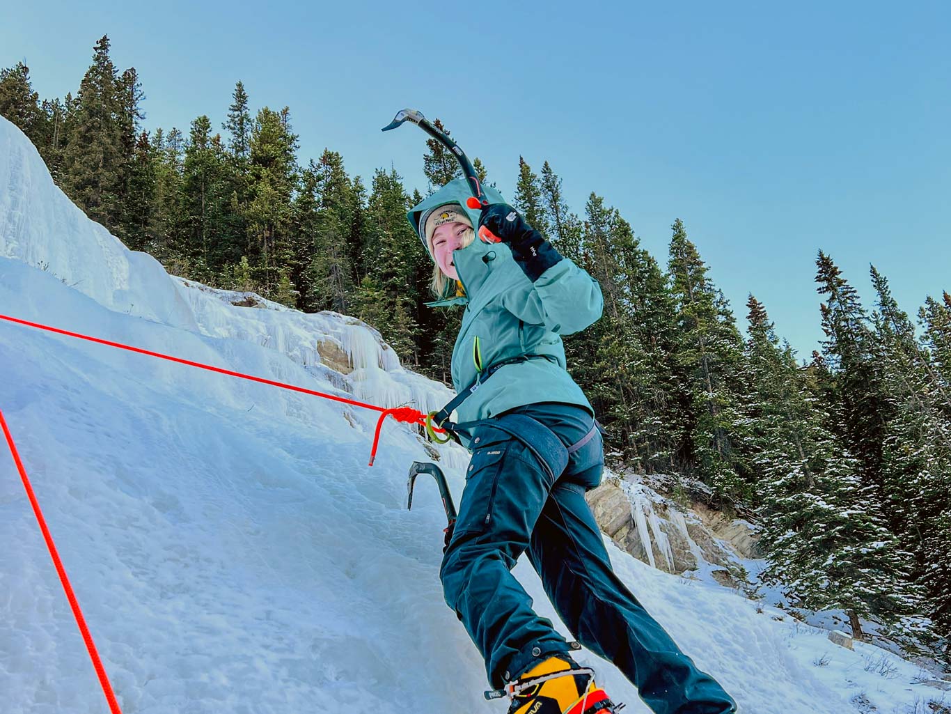 Girl learning to climb in David Thompson Country, Alberta