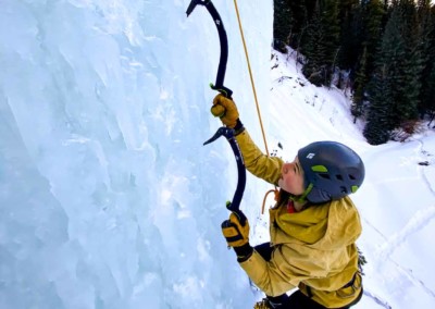 Teenage boy learning to ice climb in David Thompson Country, Alberta